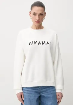 La Mania hanorac de bumbac femei, culoarea alb, cu imprimeu, CHILL imagine