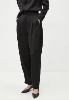 La Mania pantaloni ALLURE femei, culoarea negru, lat, high waist, LM.ALLURE imagine