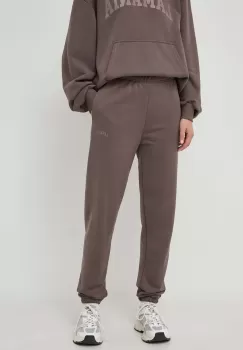 La Mania pantaloni de trening culoarea maro, high waist imagine