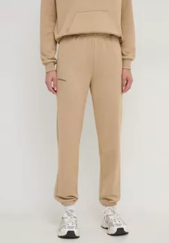 La Mania pantaloni de trening culoarea maro, mulata, high waist imagine