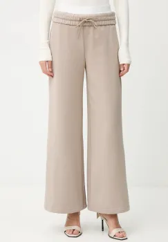 La Mania pantaloni de trening DIXI culoarea bej, uni, DIXI imagine