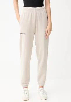 La Mania pantaloni de trening DUO culoarea bej, uni, DUO imagine