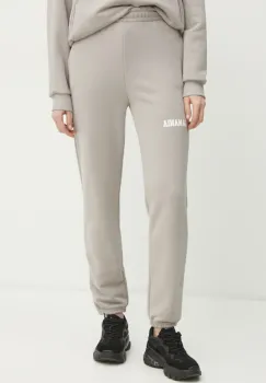 La Mania pantaloni de trening femei, culoarea bej, cu imprimeu, SOUL imagine