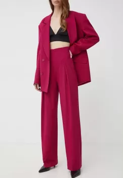 La Mania pantaloni MOVE femei, culoarea roz, lat, high waist, MOVE imagine