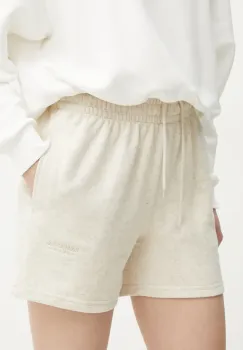 La Mania pantaloni scurti femei, culoarea bej, neted, high waist, DAISY imagine