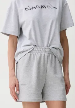 La Mania pantaloni scurti femei, culoarea gri, melanj, high waist, TIDE imagine