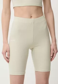 La Mania pantaloni scurti LIMI femei, culoarea verde, neted, high waist, LIMI imagine