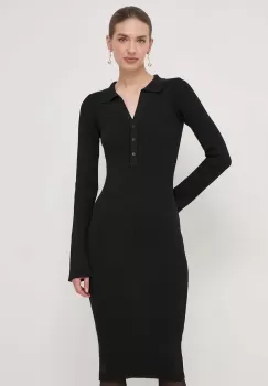 La Mania rochie culoarea negru, midi, mulata imagine
