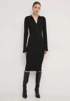La Mania rochie culoarea negru, midi, mulata imagine