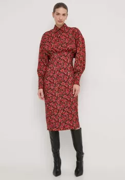 La Mania rochie culoarea rosu, midi, drept imagine