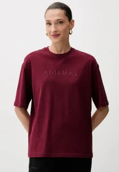 La Mania tricou din bumbac culoarea bej imagine