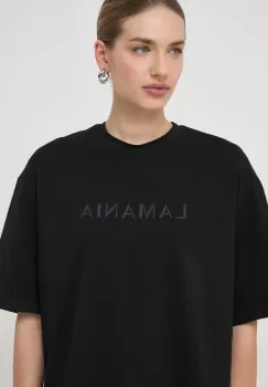 La Mania tricou din bumbac femei, culoarea negru imagine