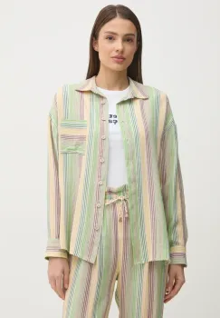 La Petite Francaise camasa din amestec de in CHARLENE femei, culoarea verde, cu guler clasic, relaxed, CHARLENE imagine