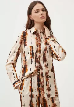 La Petite Francaise camasa din bumbac CHARDON femei, culoarea bej, cu guler clasic, regular imagine