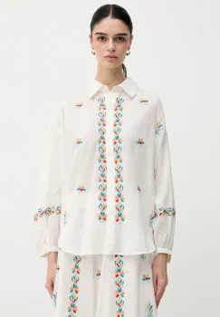 La Petite Francaise camasa din bumbac CHEN culoarea bej, cu guler clasic, relaxed, CHEN imagine