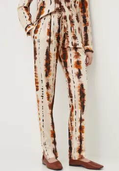 La Petite Francaise pantaloni de bumbac PENDULE culoarea bej, mulata, high waist imagine