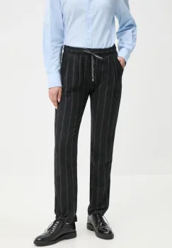 La Petite Francaise pantaloni de lana PFPOLI culoarea gri, drept, high waist, PFPOLI imagine