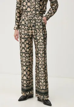 La Petite Francaise pantaloni PFPARTAGE femei, culoarea verde, drept, high waist, PFPARTAGE imagine