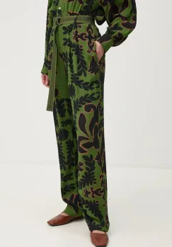 La Petite Francaise pantaloni PFPONCTUEL femei, culoarea verde, drept, high waist, PFPONCTUEL imagine