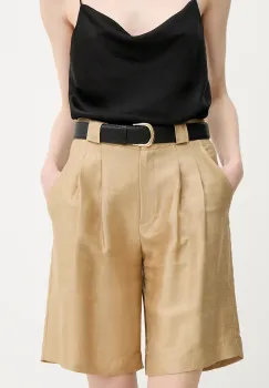 La Petite Francaise pantaloni scurti din amestec de in SAVOUREUX culoarea bej, uni, high waist, SAVOUREUX imagine