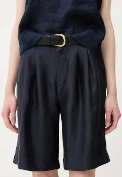 La Petite Francaise pantaloni scurti din amestec de in SAVOUREUX culoarea bej, uni, high waist, SAVOUREUX imagine