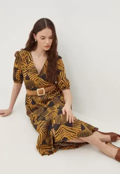 La Petite Francaise rochie din bumbac RACINE culoarea portocaliu, midi, evazati imagine