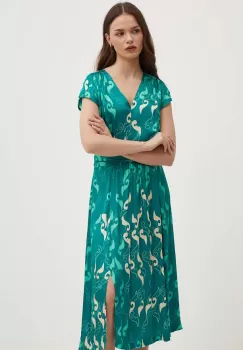 La Petite Francaise rochie REFLET culoarea turcoaz, midi, evazati imagine