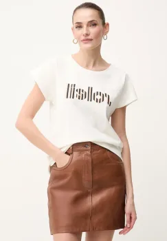La Petite Francaise tricou din bumbac TYFANY femei, culoarea bej, TYFANY imagine