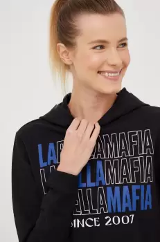 LaBellaMafia bluza femei, culoarea negru, cu gluga, cu imprimeu imagine