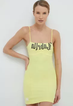 LaBellaMafia rochie culoarea galben, mini, mulata imagine