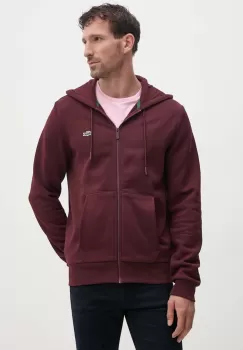 Lacoste bluza barbati, culoarea bordo, cu gluga, neted imagine