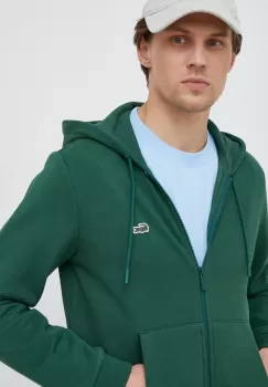Lacoste bluza barbati, culoarea verde, cu gluga, neted imagine