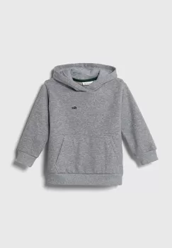 Lacoste bluza copii culoarea gri, cu gluga, neted imagine