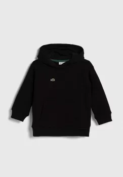 Lacoste bluza copii culoarea negru, cu gluga, neted imagine
