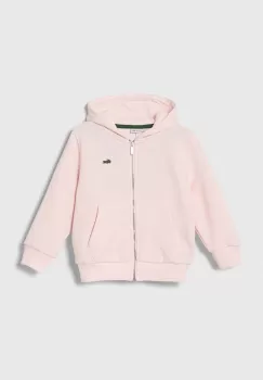 Lacoste bluza copii culoarea roz, cu gluga, neted imagine