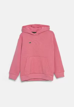 Lacoste bluza copii culoarea roz, cu gluga, neted, SJ5292 imagine