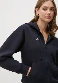 Lacoste bluza femei, culoarea albastru marin, cu gluga, cu imprimeu, SF2669 imagine