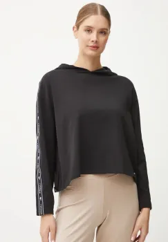 Lacoste bluza femei, culoarea negru, cu gluga, cu imprimeu, SF1473 imagine