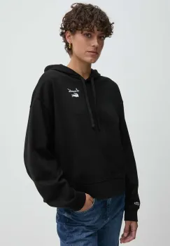Lacoste bluza femei, culoarea negru, cu gluga, cu imprimeu, SF2649 imagine