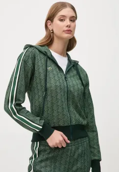 Lacoste bluza femei, culoarea verde, cu gluga, modelator imagine