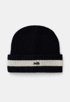 Lacoste caciula de lana culoarea albastru marin, de lana, din tesatura neteda imagine