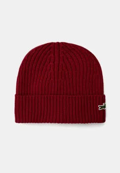 Lacoste caciula de lana culoarea bordo, de lana, din tesatura uni, RB0001 imagine