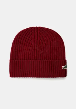 Lacoste caciula de lana culoarea bordo, de lana, din tesatura uni, RB0001 imagine