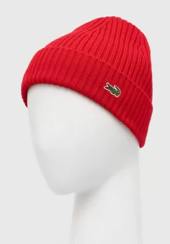Lacoste caciula de lana culoarea rosu, de lana imagine