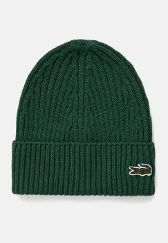 Lacoste caciula de lana culoarea verde, de lana imagine