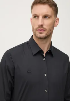 Lacoste camasa barbati, culoarea negru, cu guler clasic, slim, CH5253 imagine