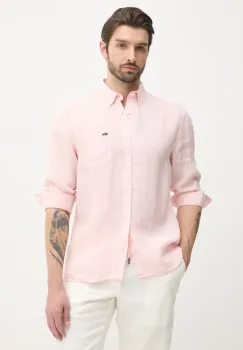 Lacoste camasa de in culoarea roz, cu guler button-down, regular imagine