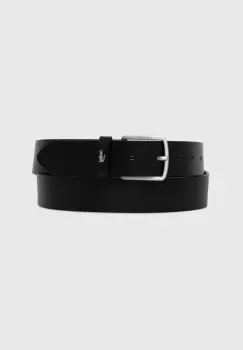 Lacoste curea de piele barbati, culoarea negru imagine