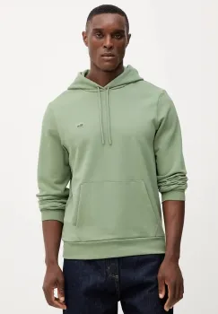 Lacoste hanorac de bumbac culoarea verde, cu gluga, uni, SH9839 imagine