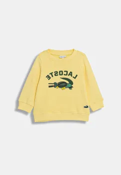 Lacoste hanorac de bumbac pentru copii culoarea galben, cu imprimeu, SJ4760 imagine